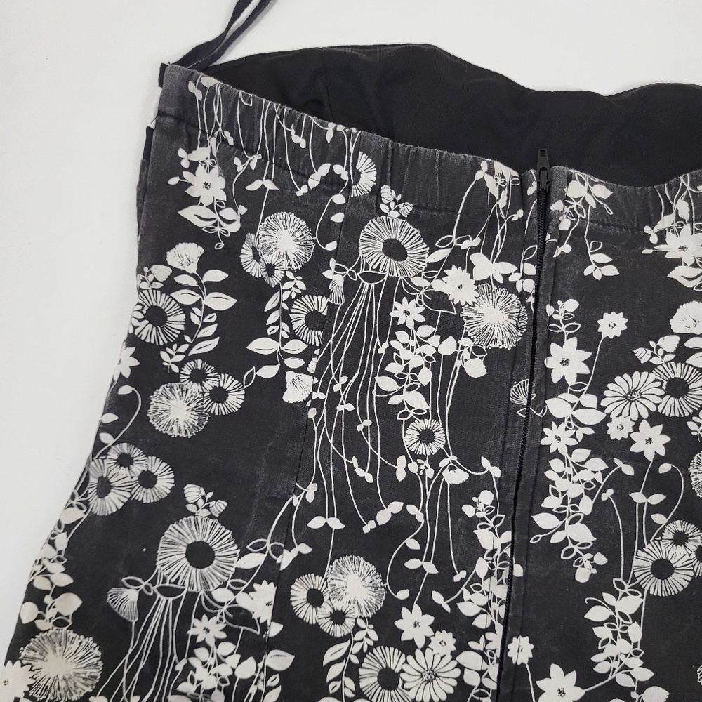 Y2K Floral Mini Strapless Babydoll Dress Petticoat Formal Size Small Black White - Picture 11 of 16